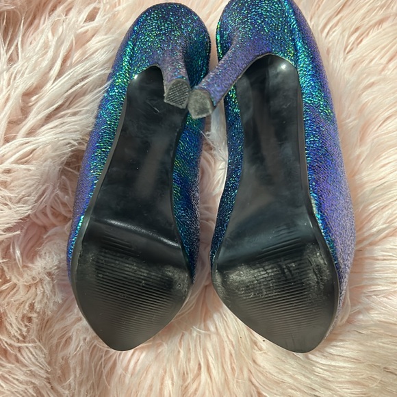 RARE!! Steve Madden DEJAVU MERMAID Metallic Blue Green Platform Heels Festival - Picture 4 of 6